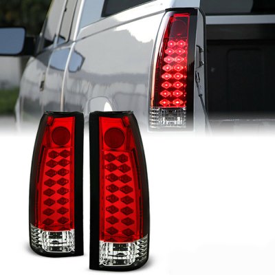 GMC Sierra 2500 1988-1998 Red and Clear LED Tail Lights