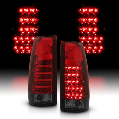Chevy 1500 Pickup 1988-1998 Red and Smoked LED Tail Lights