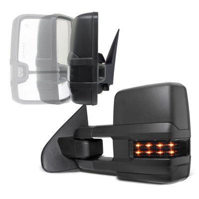 Chevy Silverado 3500HD 2007-2014 Power Folding Tow Mirrors Smoked LED Lights