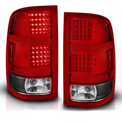 GMC Sierra 2500HD 2007-2013 LED Tail Lights Red and Clear with Black Housing