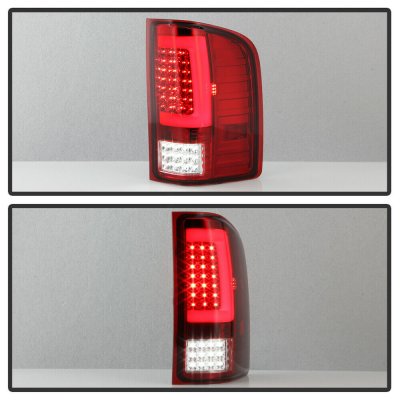Chevy Silverado 2500HD 2007-2014 Red and Clear LED Tail Lights Tube