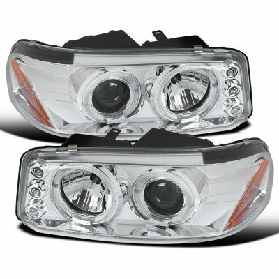 GMC Sierra 2500HD 2001-2006 Chrome Halo Projector Headlights with LED