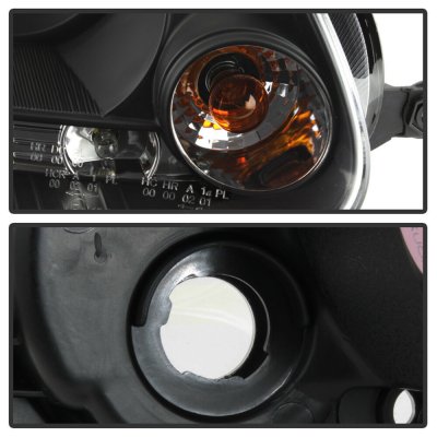 VW Rabbit 2006-2009 Black Dual Halo Projector Headlights with LED Daytime Running Lights