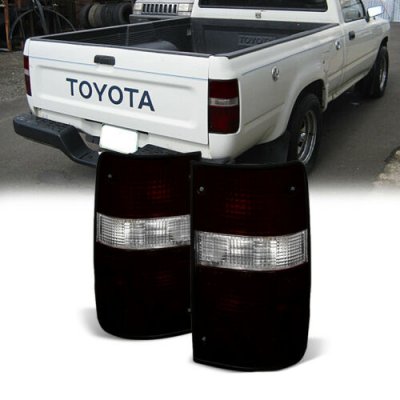 VIPMOTOZ Black Smoke Euro Style Tail Light Lamp Assembly For 1989-1995 Toyota Pickup Truck Driver & Passenger Side 