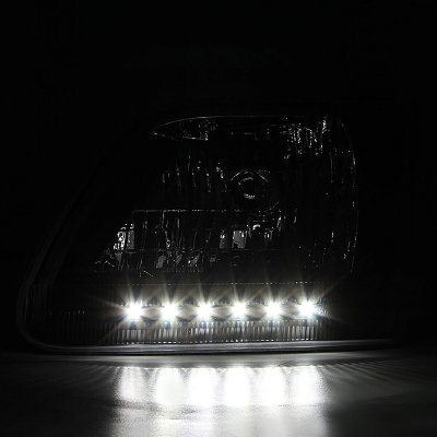 Ford F150 1997-2003 Black Crystal Headlights with LED DRL
