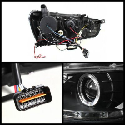 Mitsubishi Lancer 2008-2017 Black Halo Projector Headlights with LED