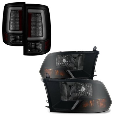 Dodge Ram 2500 2013-2018 Black Smoked Headlights and LED Tail Lights