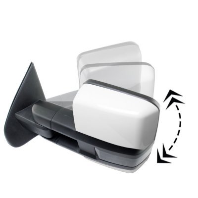 Chevy Tahoe 2007-2014 White Power Folding Tow Mirrors Smoked LED DRL