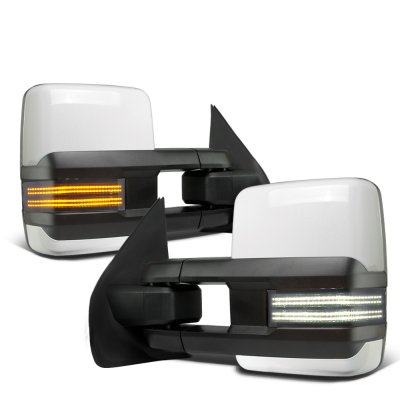 Ford F250 Super Duty 2008-2016 White Tow Mirrors Smoked Switchback LED DRL Sequential Signal