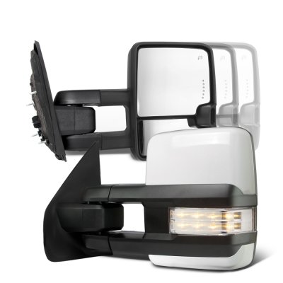 Ford Excursion 2000-2005 White Tow Mirrors Clear LED Lights Power Heated