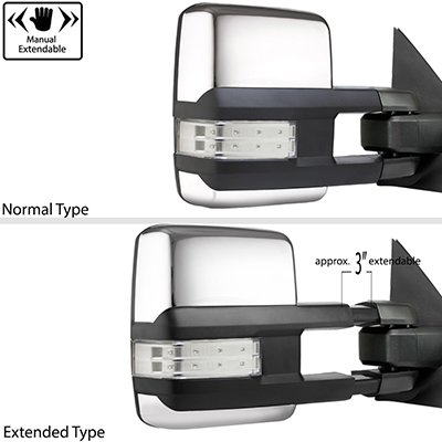 Ford F250 Super Duty 1999-2007 Chrome Tow Mirrors Clear LED Lights Power Heated