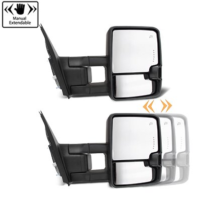 Toyota Tundra 2007-2021 White Power Folding Tow Mirrors Smoked LED Lights