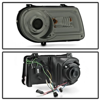 Chrysler 300C 2005-2010 Smoked Projector Headlights LED DRL