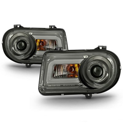 Chrysler 300C 2005-2010 Smoked Projector Headlights LED DRL