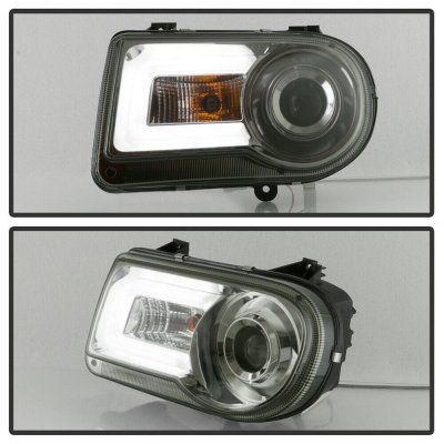 Chrysler 300C 2005-2010 Smoked Projector Headlights LED DRL