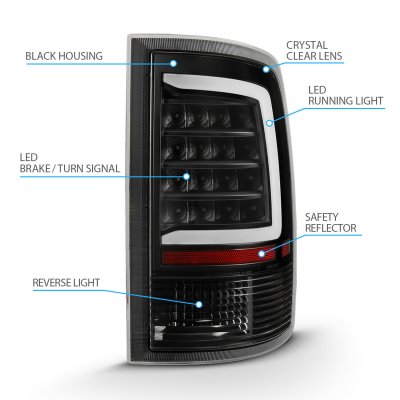 Dodge Ram 3500 2010-2018 Black LED Tail Lights Tube