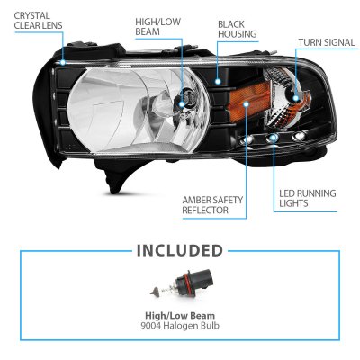 Dodge Ram 1994-2001 Crystal Headlights Black LED