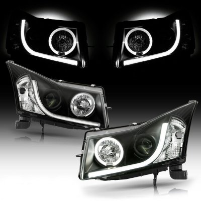 Chevy Cruze 2011-2015 Black Projector Headlights LED Strip