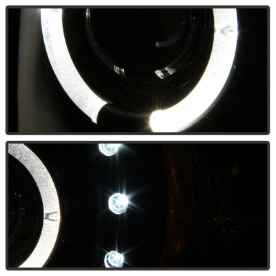 Dodge Ram 2500 1994-2002 Black Halo Projector Headlights with LED