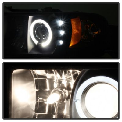 Dodge Ram 2500 1994-2002 Black Halo Projector Headlights with LED