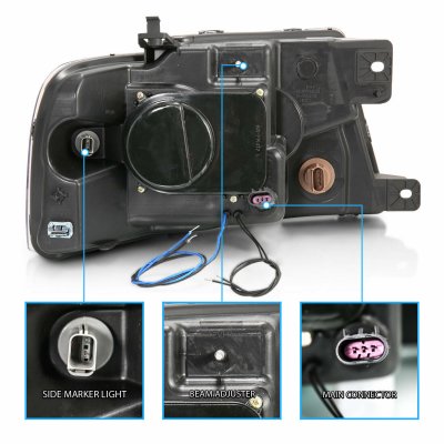 Ford F150 2004-2008 Black Projector Headlights with Dual Halo and LED