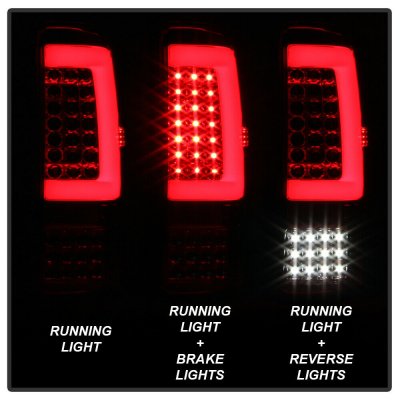 Chevy Silverado 2500HD 2007-2014 Red and Clear LED Tail Lights Tube