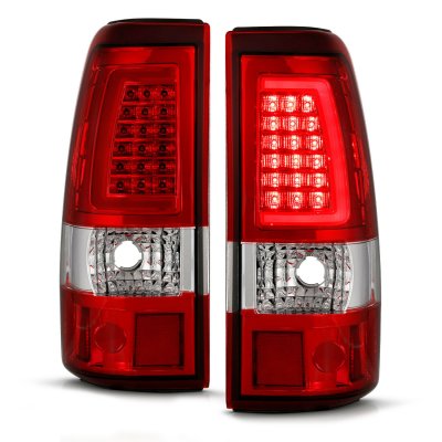 Chevy Silverado 1999-2002 Red and Clear LED Tube Tail Lights