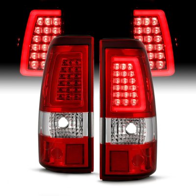 GMC Sierra 1999-2006 Red and Clear LED Tube Tail Lights