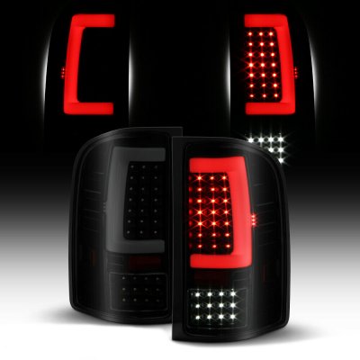 Chevy Silverado 2007-2013 Black Smoked LED Tail Lights Tube