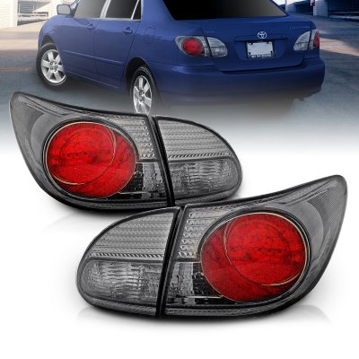 For 2003 2004 2005 2006 2007 2008 Toyota Corolla LED Smoke Trunk Tail Light Pair