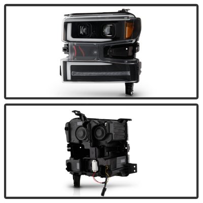 Chevy Silverado 1500 2019-2021 Black Projector Headlights LED DRL Dynamic Signal