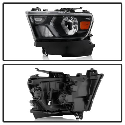 Dodge Ram 1500 2019-2023 Black Halogen Headlights