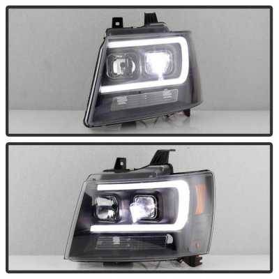 Chevy Avalanche 2007-2013 Black LED Low Beam Projector Headlights DRL
