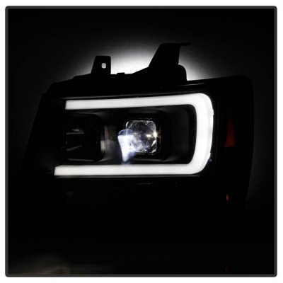 Chevy Avalanche 2007-2013 Black LED Low Beam Projector Headlights DRL