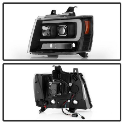 Chevy Avalanche 2007-2013 Black LED Low Beam Projector Headlights DRL