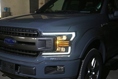 Ford F150 2018-2020 Black Projector Headlights LED DRL Dynamic Signal Activation