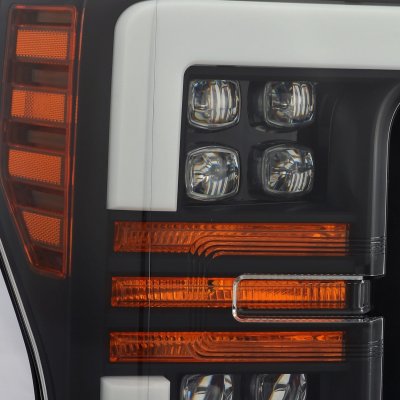 Ford F350 Super Duty 2017-2019 Black LED Projector Headlights DRL Dynamic Signal Activation