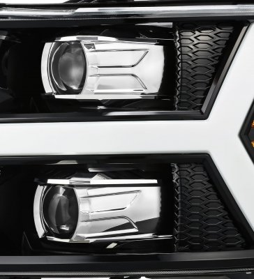 Chevy Silverado 2007-2013 Glossy Black Projector Headlights LED DRL Dynamic Signal Activation