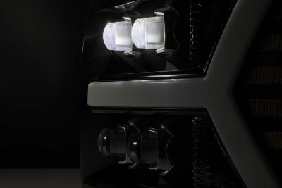 Chevy Silverado 2007-2013 Glossy Black LED Quad Projector Headlights DRL Dynamic Signal Activation