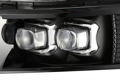 Chevy Silverado 3500HD 2007-2014 Glossy Black LED Quad Projector Headlights DRL Dynamic Signal Activation