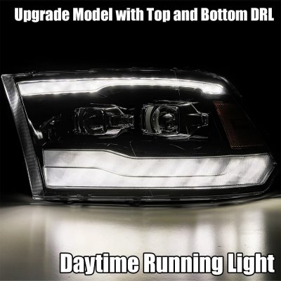 Dodge Ram 2009-2018 5th Gen Black Projector Headlights LED DRL Dynamic Signal Activation