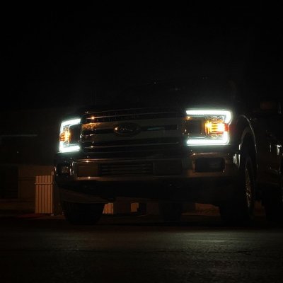 Ford F150 2018-2020 Black LED Quad Projector Headlights DRL Dynamic Signal Activation