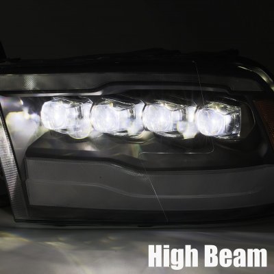 Dodge Ram 2500 2010-2018 New Glossy Black LED Quad Projector Headlights DRL