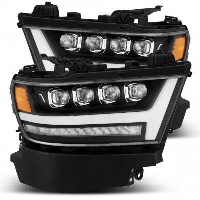 Dodge Ram 1500 2019-2023 Black LED Quad Projector Headlights DRL Dynamic Signal Activation