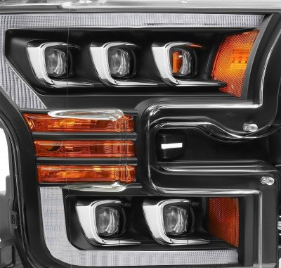 Ford F150 2015-2017 Black LED Quad Projector Headlights DRL Dynamic Signal Activation