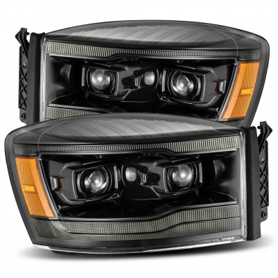 Dodge Ram 2500 2006-2009 New Glossy Black Projector Headlights LED DRL Dynamic Signal