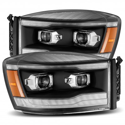 Dodge Ram 2006-2008 5th Gen Black LED Projector Headlights DRL Dynamic Signal Activation