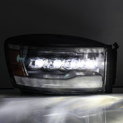 Dodge Ram 2500 2006-2009 Black LED Quad Projector Headlights DRL Dynamic Signal