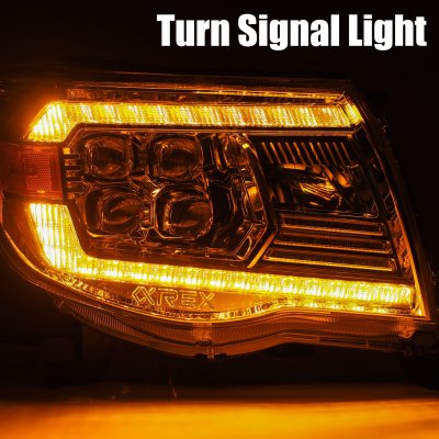 Toyota Tacoma 2005-2011 Glossy Black Smoked LED Quad Projector Headlights DRL Signal Activation