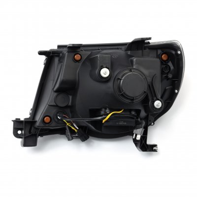 Toyota Tacoma 2005-2011 Glossy Black Smoked LED Quad Projector Headlights DRL Signal Activation